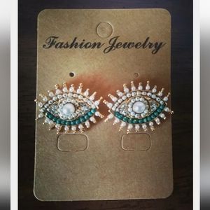 Pearl Evil Eye Earrings